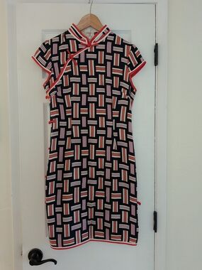 Qipao Cheongsam Women's SS Geometric Dress Purple/White/Navy Size XL Dashang Hai